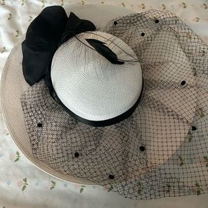 Vintage pink hat veiled Mr. Charles black bow